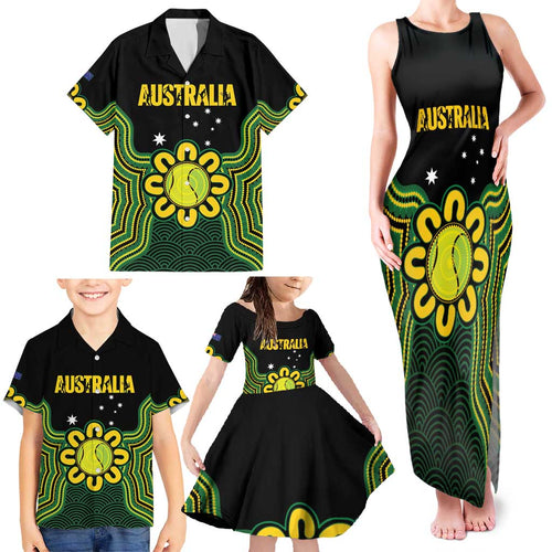 Personalised Australia Tennis Family Matching Tank Maxi Dress and Hawaiian Shirt Go Aussie Aboriginal Art - Aussie Hoodie