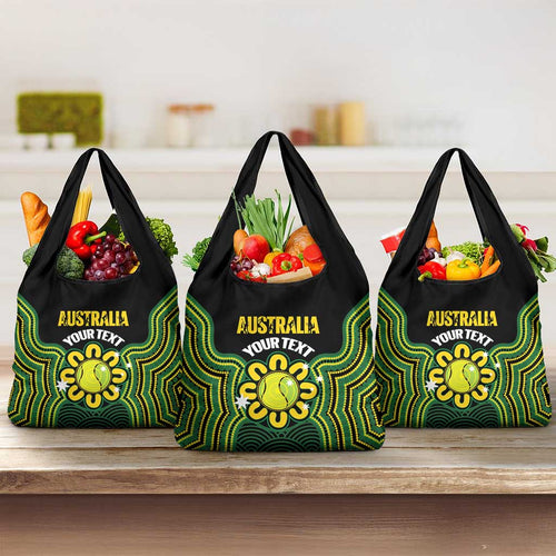 Personalised Australia Tennis Grocery Bag Go Aussie Aboriginal Art - Aussie Hoodie