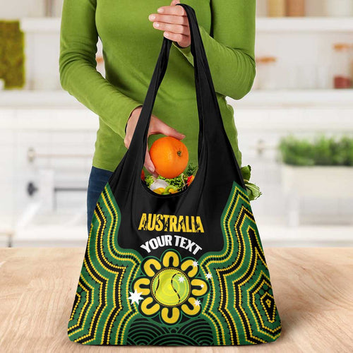 Personalised Australia Tennis Grocery Bag Go Aussie Aboriginal Art - Aussie Hoodie
