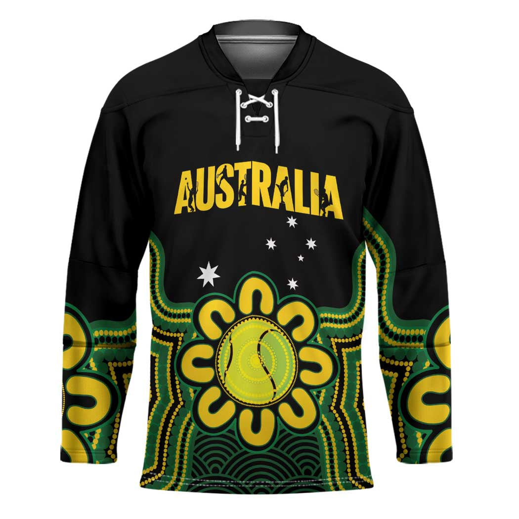 Personalised Australia Tennis Hockey Jersey Go Aussie Aboriginal Art - Aussie Hoodie
