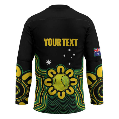 Personalised Australia Tennis Hockey Jersey Go Aussie Aboriginal Art - Aussie Hoodie
