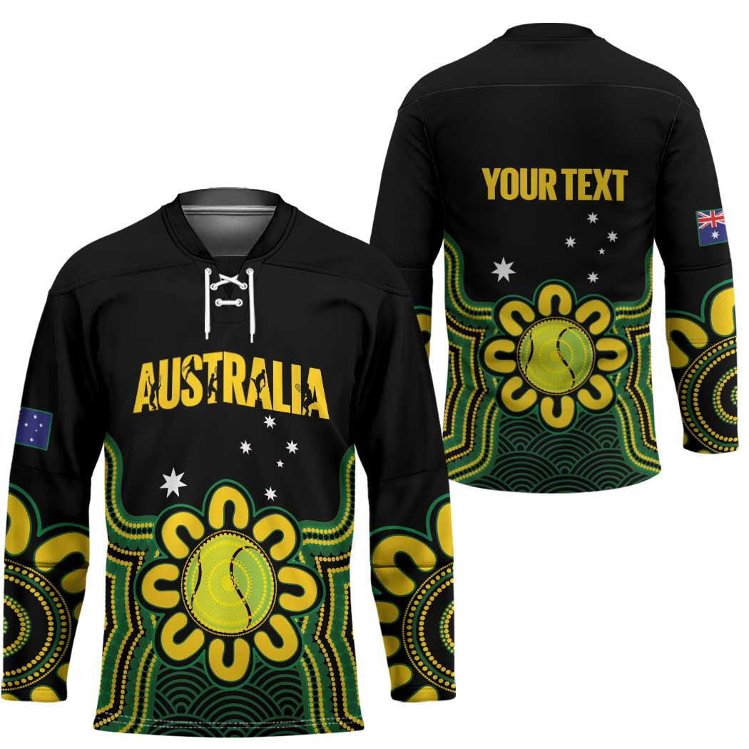 Personalised Australia Tennis Hockey Jersey Go Aussie Aboriginal Art - Aussie Hoodie