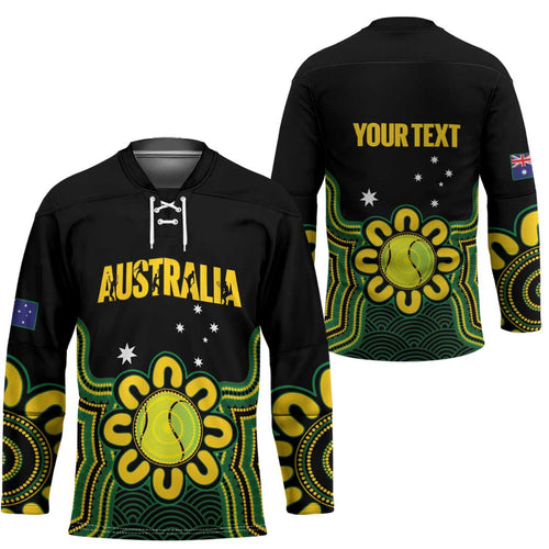 Personalised Australia Tennis Hockey Jersey Go Aussie Aboriginal Art - Aussie Hoodie