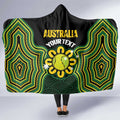 Personalised Australia Tennis Hooded Blanket Go Aussie Aboriginal Art - Aussie Hoodie