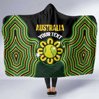 Personalised Australia Tennis Hooded Blanket Go Aussie Aboriginal Art - Aussie Hoodie