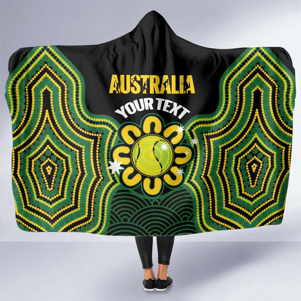 Personalised Australia Tennis Hooded Blanket Go Aussie Aboriginal Art - Aussie Hoodie