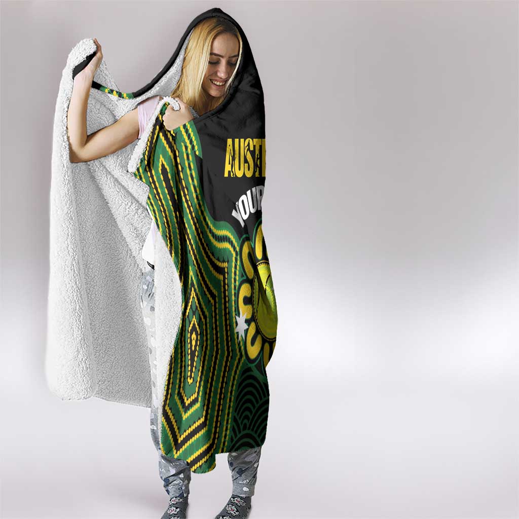 Personalised Australia Tennis Hooded Blanket Go Aussie Aboriginal Art - Aussie Hoodie