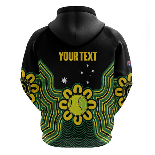 Personalised Australia Tennis Hoodie Go Aussie Aboriginal Art - Aussie Hoodie