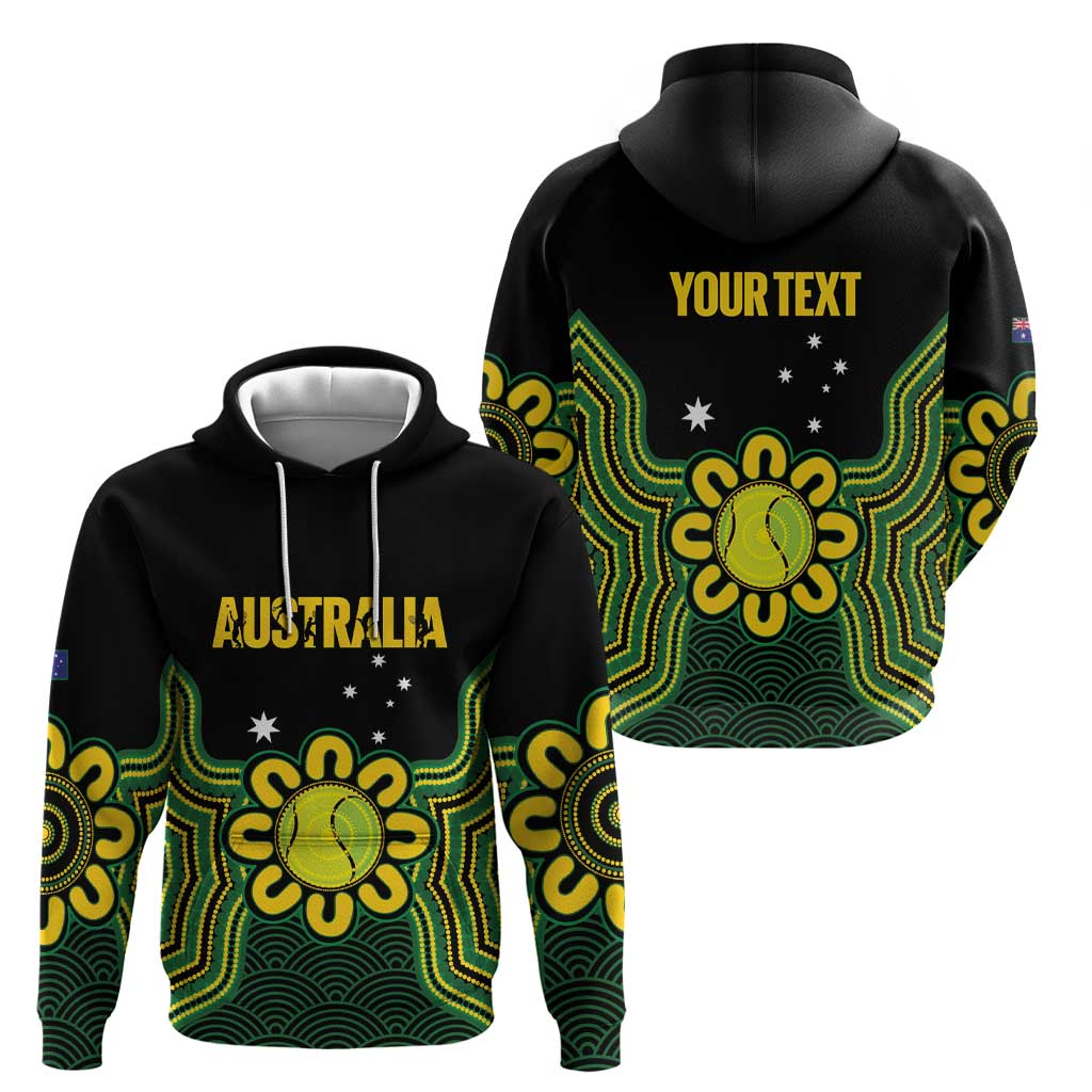 Personalised Australia Tennis Hoodie Go Aussie Aboriginal Art - Aussie Hoodie