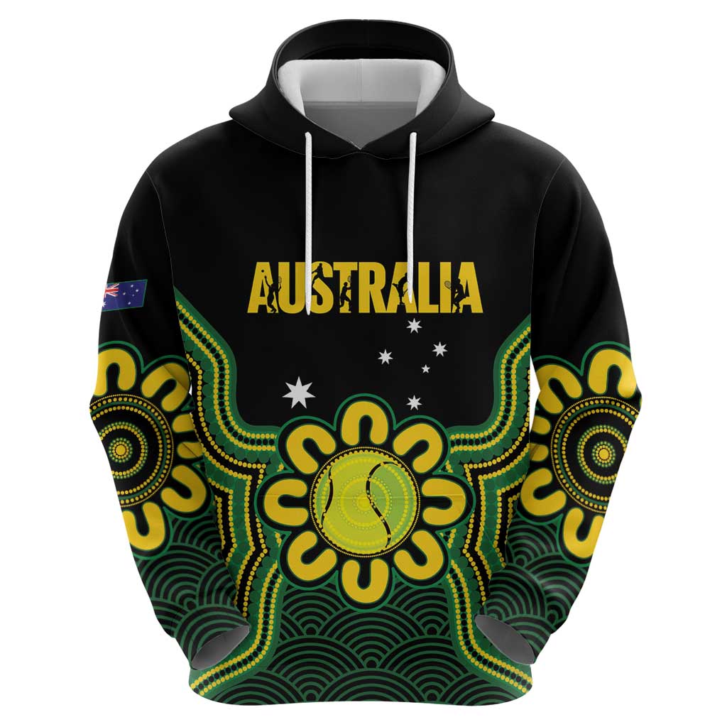 Personalised Australia Tennis Hoodie Go Aussie Aboriginal Art - Aussie Hoodie