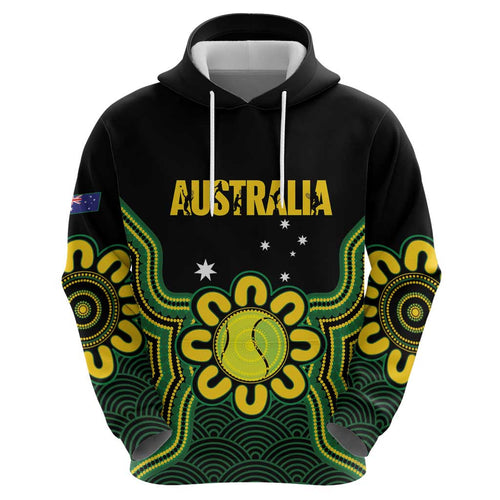 Personalised Australia Tennis Hoodie Go Aussie Aboriginal Art - Aussie Hoodie