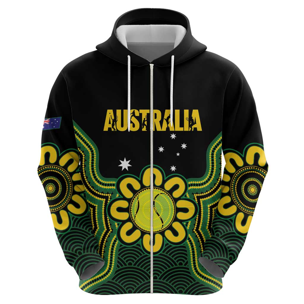 Personalised Australia Tennis Hoodie Go Aussie Aboriginal Art - Aussie Hoodie
