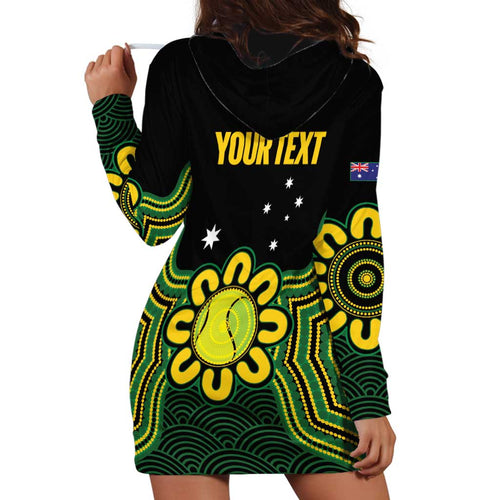 Personalised Australia Tennis Hoodie Dress Go Aussie Aboriginal Art - Aussie Hoodie