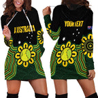 Personalised Australia Tennis Hoodie Dress Go Aussie Aboriginal Art - Aussie Hoodie