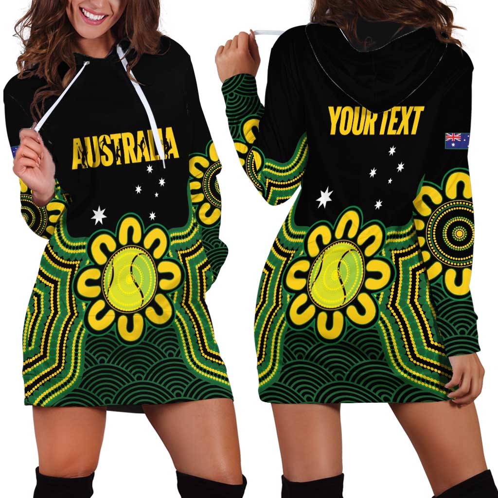 Personalised Australia Tennis Hoodie Dress Go Aussie Aboriginal Art - Aussie Hoodie