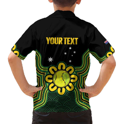 Personalised Australia Tennis Kid Hawaiian Shirt Go Aussie Aboriginal Art - Aussie Hoodie