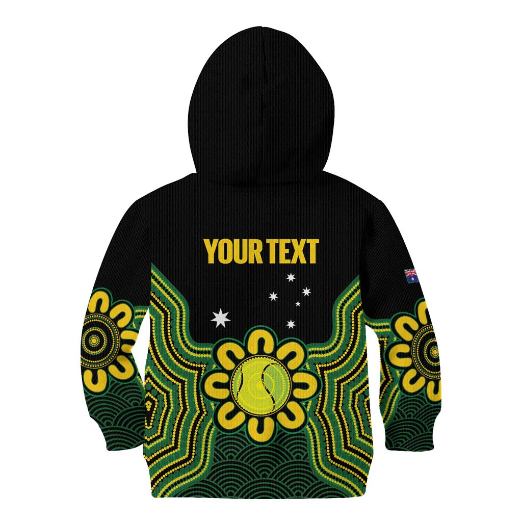 Personalised Australia Tennis Kid Hoodie Go Aussie Aboriginal Art - Aussie Hoodie