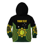 Personalised Australia Tennis Kid Hoodie Go Aussie Aboriginal Art - Aussie Hoodie