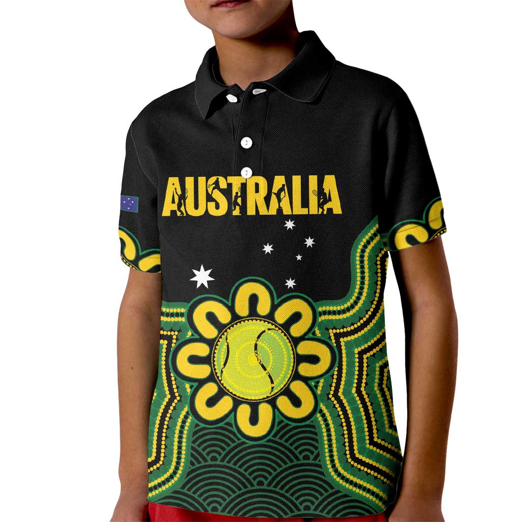 Personalised Australia Tennis Kid Polo Shirt Go Aussie Aboriginal Art - Aussie Hoodie