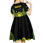 Personalised Australia Tennis Kid Short Sleeve Dress Go Aussie Aboriginal Art - Aussie Hoodie