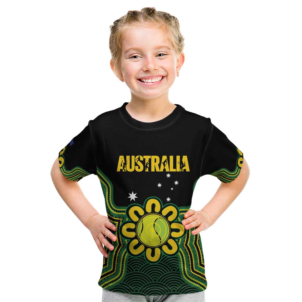 Personalised Australia Tennis Kid T Shirt Go Aussie Aboriginal Art - Aussie Hoodie