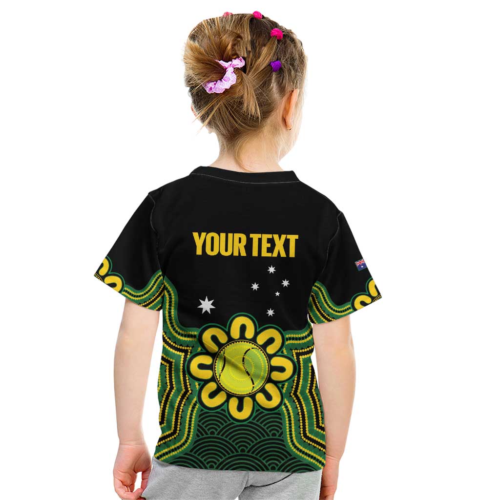 Personalised Australia Tennis Kid T Shirt Go Aussie Aboriginal Art - Aussie Hoodie