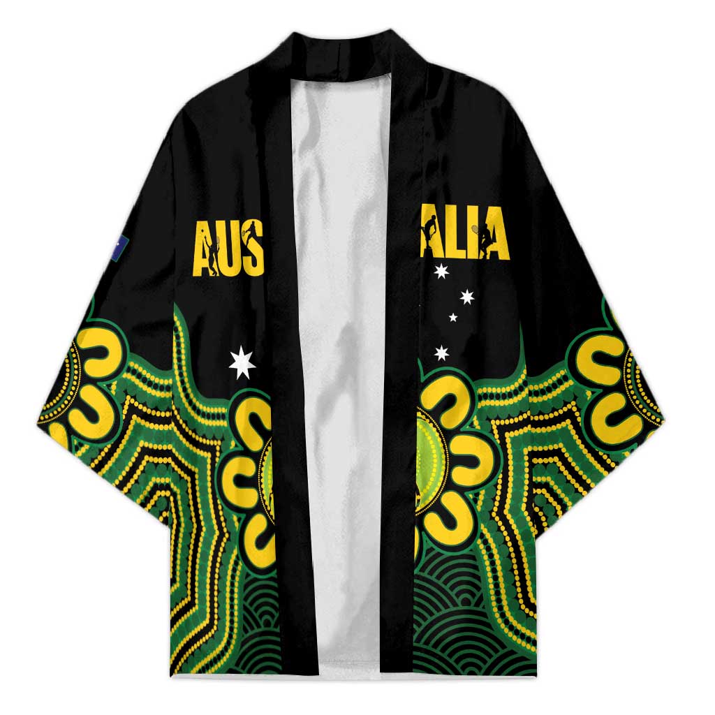 Personalised Australia Tennis Kimono Go Aussie Aboriginal Art - Aussie Hoodie