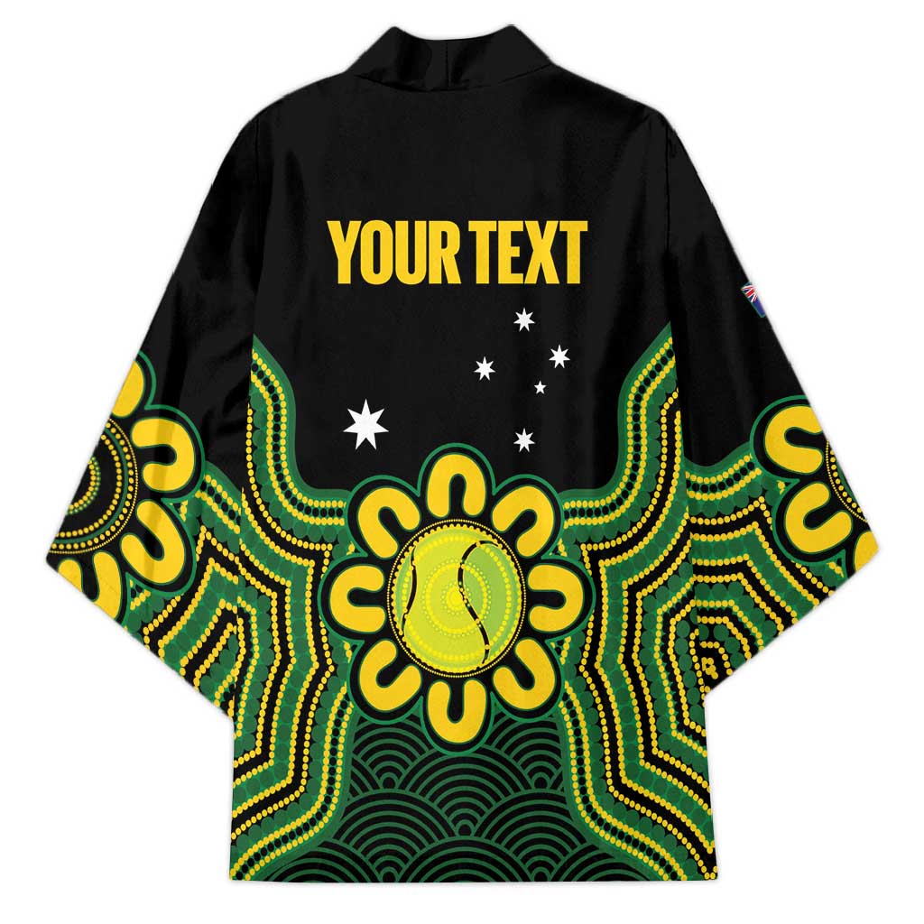 Personalised Australia Tennis Kimono Go Aussie Aboriginal Art - Aussie Hoodie