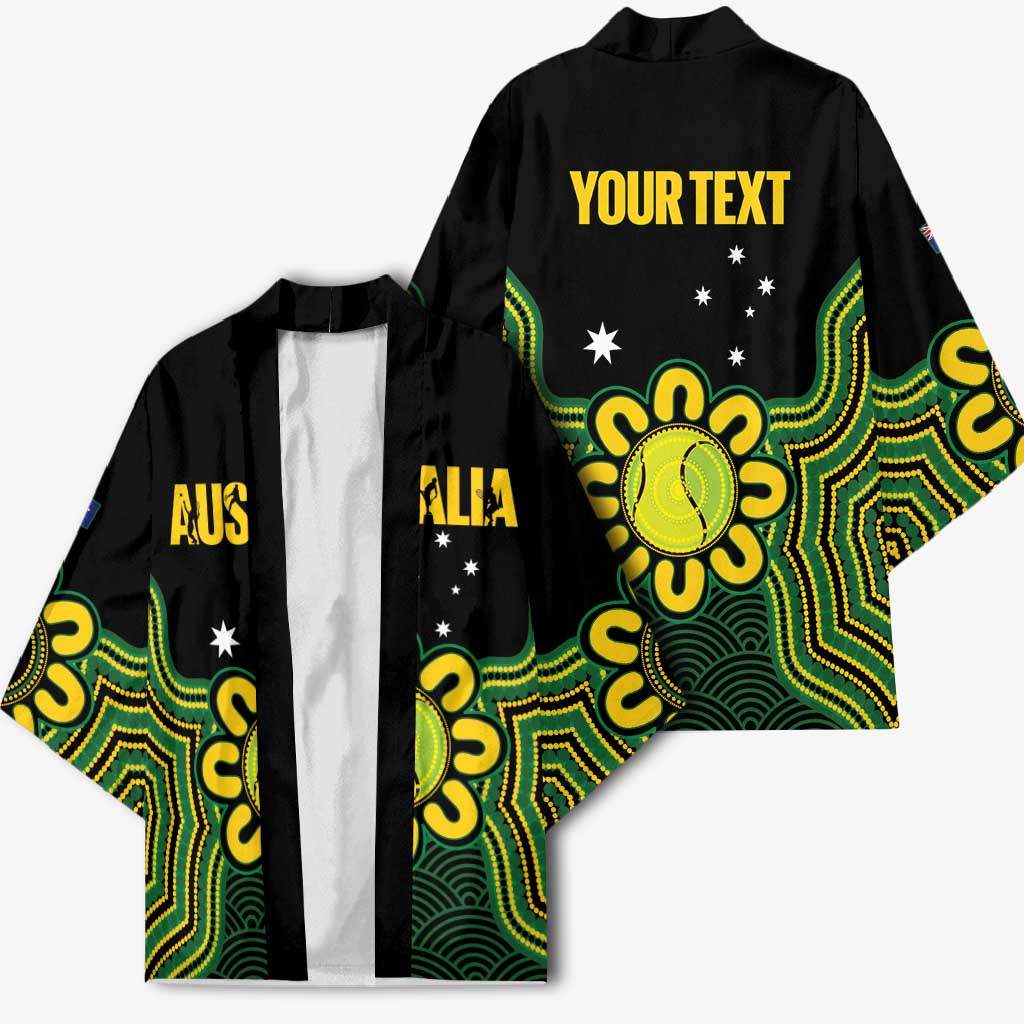 Personalised Australia Tennis Kimono Go Aussie Aboriginal Art - Aussie Hoodie