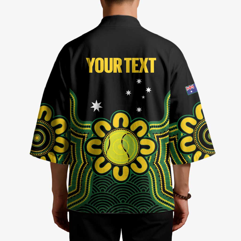 Personalised Australia Tennis Kimono Go Aussie Aboriginal Art - Aussie Hoodie