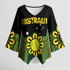 Personalised Australia Tennis Kimono Sleeve Blouse Go Aussie Aboriginal Art - Aussie Hoodie