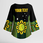 Personalised Australia Tennis Kimono Sleeve Blouse Go Aussie Aboriginal Art - Aussie Hoodie