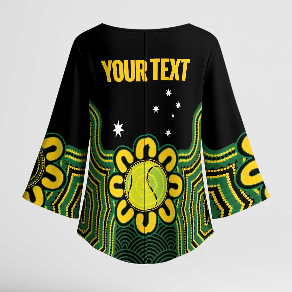 Personalised Australia Tennis Kimono Sleeve Blouse Go Aussie Aboriginal Art - Aussie Hoodie