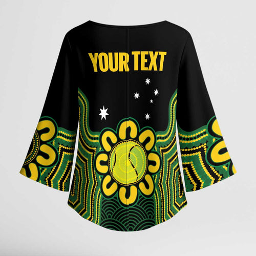 Personalised Australia Tennis Kimono Sleeve Blouse Go Aussie Aboriginal Art - Aussie Hoodie