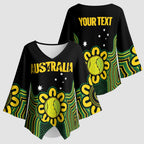 Personalised Australia Tennis Kimono Sleeve Blouse Go Aussie Aboriginal Art - Aussie Hoodie