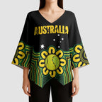 Personalised Australia Tennis Kimono Sleeve Blouse Go Aussie Aboriginal Art - Aussie Hoodie