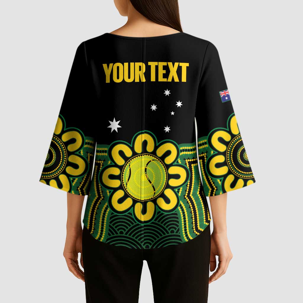 Personalised Australia Tennis Kimono Sleeve Blouse Go Aussie Aboriginal Art - Aussie Hoodie