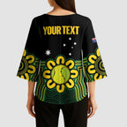 Personalised Australia Tennis Kimono Sleeve Blouse Go Aussie Aboriginal Art - Aussie Hoodie
