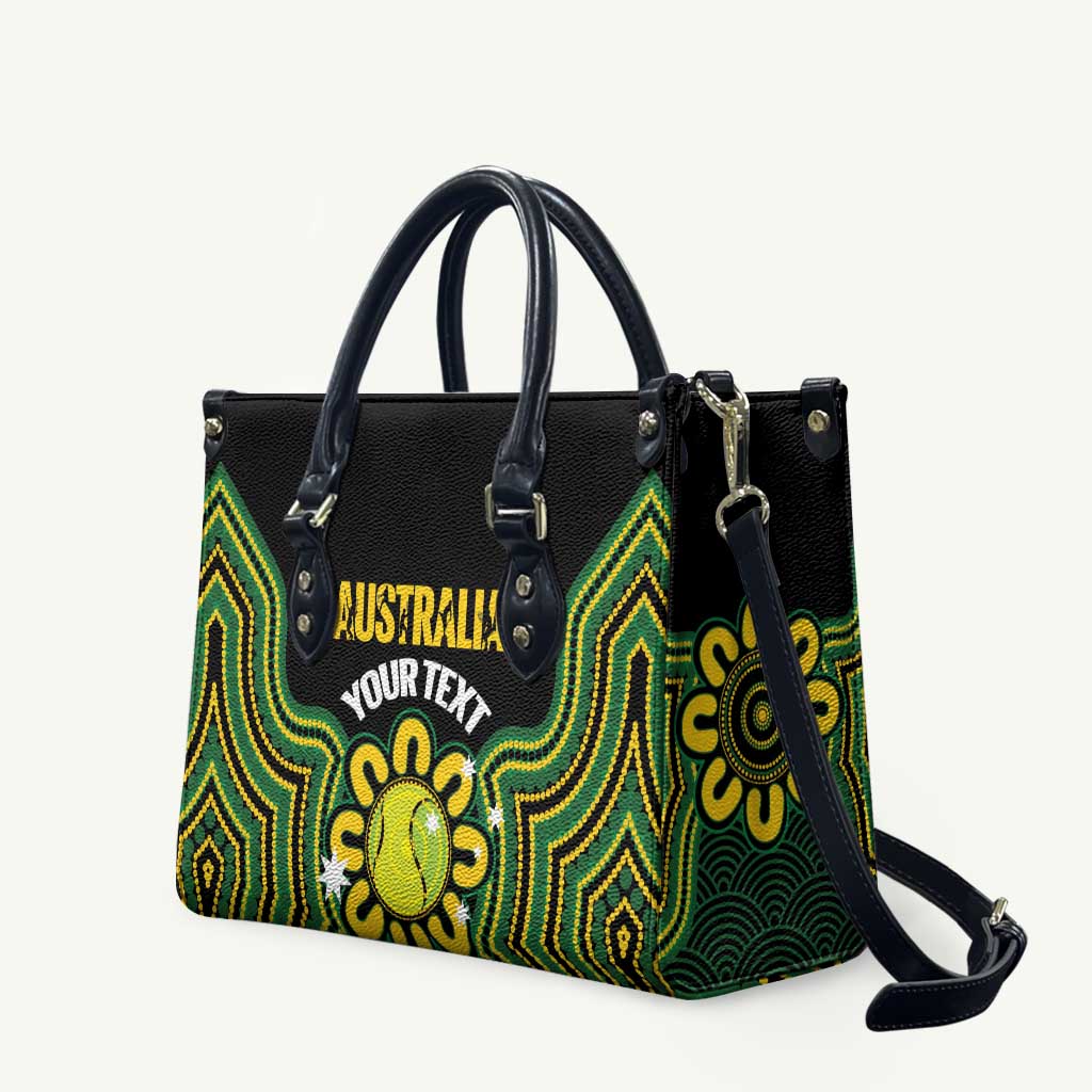 Personalised Australia Tennis Leather Bag Go Aussie Aboriginal Art - Aussie Hoodie