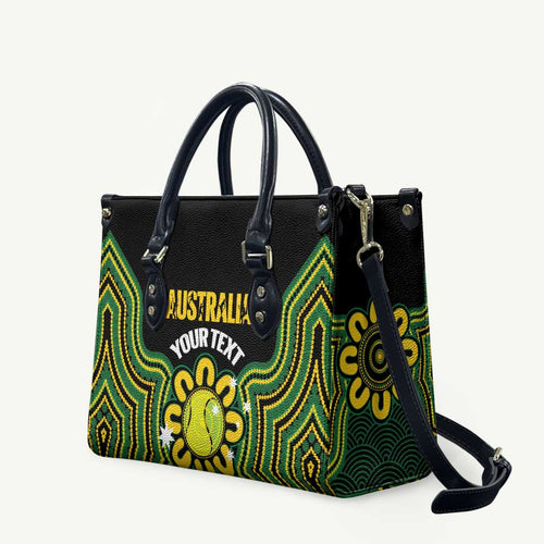 Personalised Australia Tennis Leather Bag Go Aussie Aboriginal Art - Aussie Hoodie