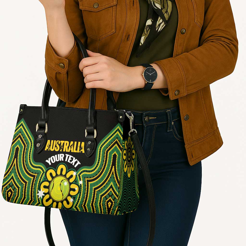 Personalised Australia Tennis Leather Bag Go Aussie Aboriginal Art - Aussie Hoodie