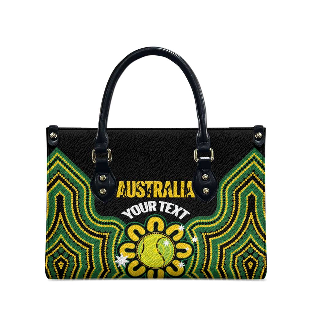Personalised Australia Tennis Leather Bag Go Aussie Aboriginal Art - Aussie Hoodie