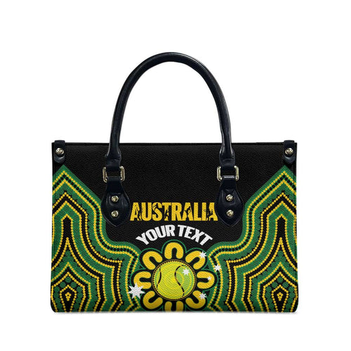 Personalised Australia Tennis Leather Bag Go Aussie Aboriginal Art - Aussie Hoodie