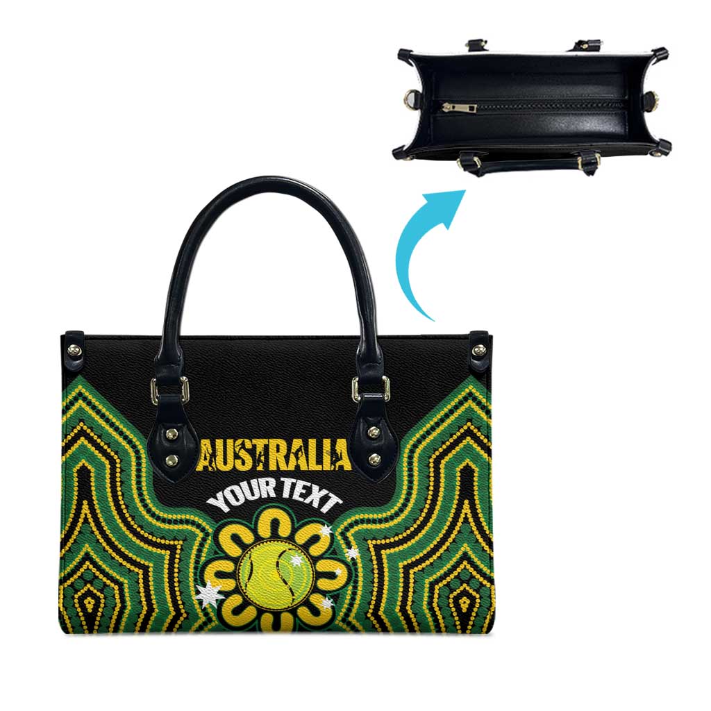 Personalised Australia Tennis Leather Bag Go Aussie Aboriginal Art - Aussie Hoodie