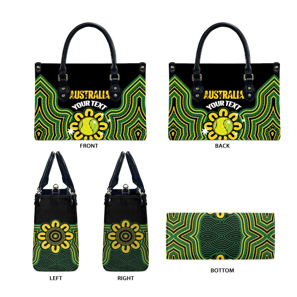 Personalised Australia Tennis Leather Bag Go Aussie Aboriginal Art - Aussie Hoodie