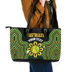 Personalised Australia Tennis Leather Tote Bag Go Aussie Aboriginal Art - Aussie Hoodie