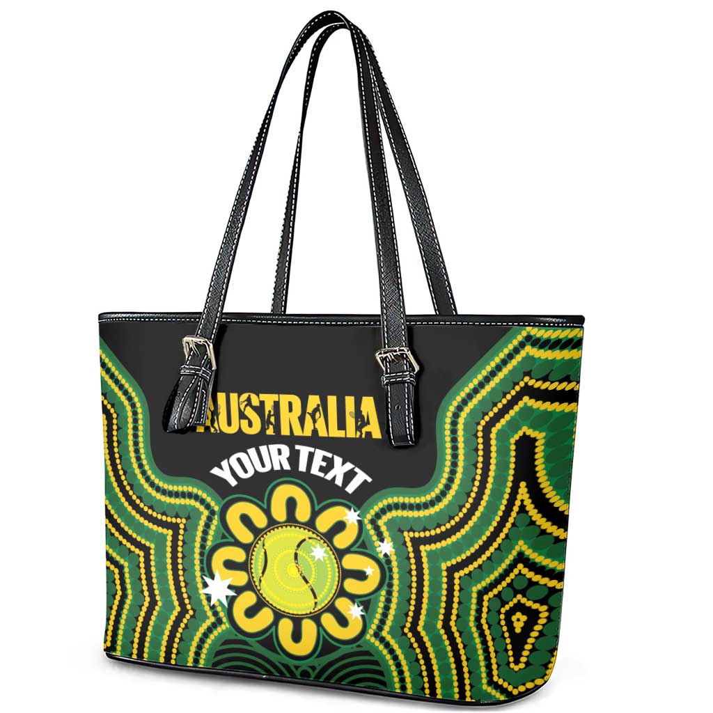Personalised Australia Tennis Leather Tote Bag Go Aussie Aboriginal Art - Aussie Hoodie