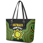 Personalised Australia Tennis Leather Tote Bag Go Aussie Aboriginal Art - Aussie Hoodie