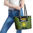 Personalised Australia Tennis Leather Tote Bag Go Aussie Aboriginal Art - Aussie Hoodie