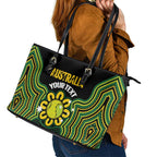 Personalised Australia Tennis Leather Tote Bag Go Aussie Aboriginal Art - Aussie Hoodie